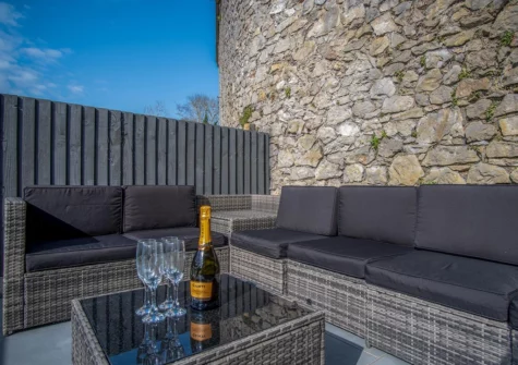 The split-level garden at Hawtree Cottage, Tenby