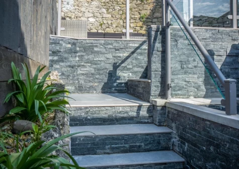 The split-level garden at Hawtree Cottage, Tenby