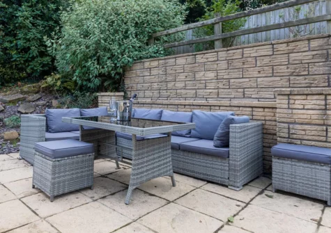 The patio & alfresco dining area at Hazelglade Cottage, Saundersfoot