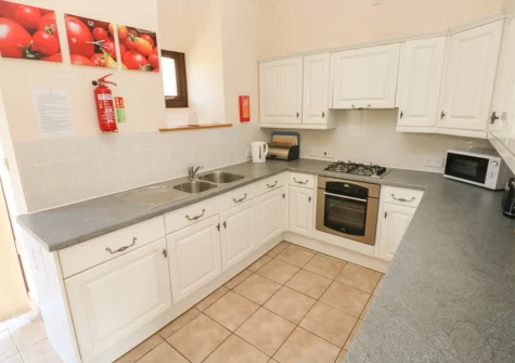 The kitchen at Hill Top Farm Cottage, Cross Hands