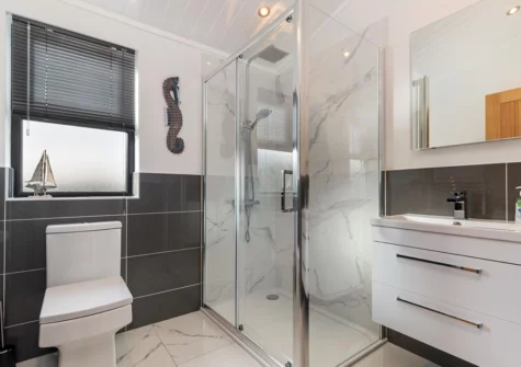 The shower room at Hiraeth, Penally