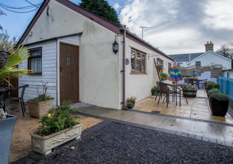 The patio & outside Honeysuckle Cottage, Amroth