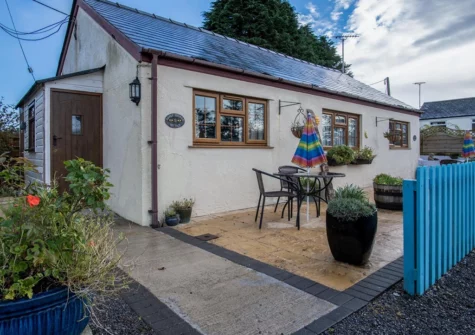 The patio & outside Honeysuckle Cottage, Amroth