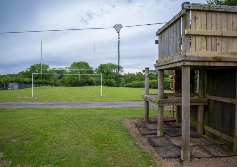 The children's play area & rugby / football field at Knights Rest, Princes Gate