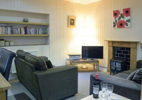 The living area at Lake Cottage, Ivy Court Cottages, Llys-Y-Fran