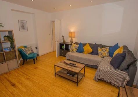 The living area at Lancaster Apartment, Tenby