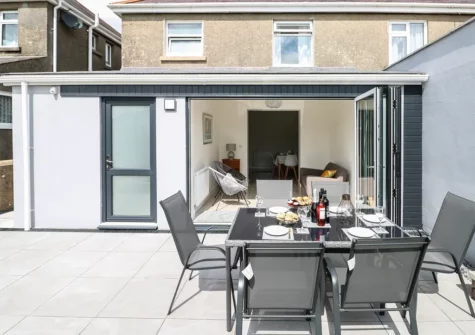 The alfresco dining area at Larkhill, Tenby
