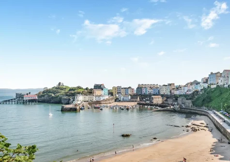 Tenby's South Beach is a long, dune backed, beach popular with families