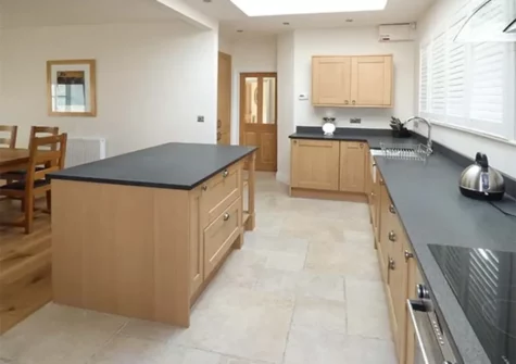 The kitchen at Llety'r Llwynog, Llanfallteg West