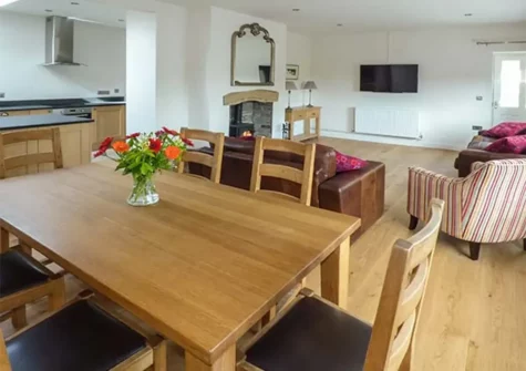 The dining area at Llety'r Llwynog, Llanfallteg West