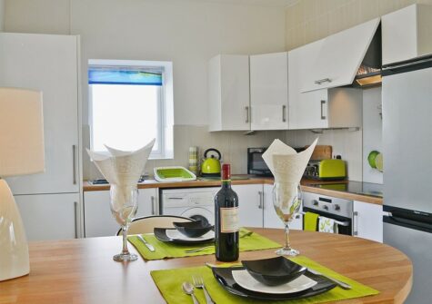 The open plan dining area & kitchen at LLwynbedw, St Dogmaels