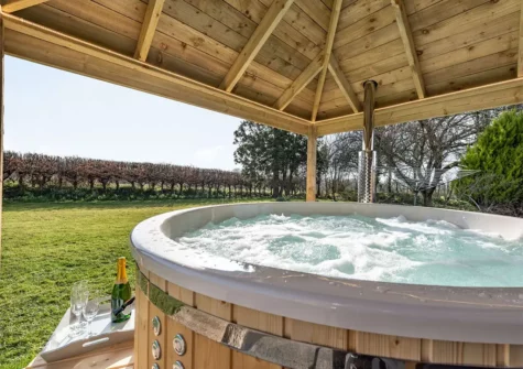 The hot tub at Lower Nash Farmhouse, Lower Nash