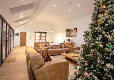 The living area at Manor Lodge Stables, Wiston is beautifully decorated for Christmas