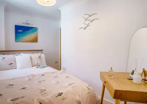 The bedroom at No Pennies, Tenby