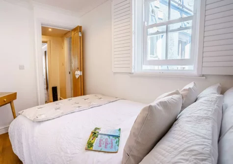 The bedroom at No Pennies, Tenby