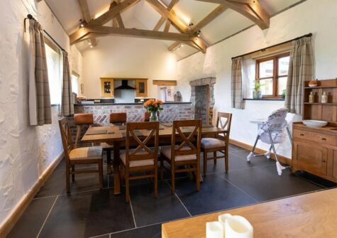 The dining area at Orchard Barn, St Florence
