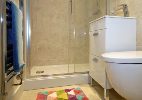 The shower room at Oswald House, Little Haven