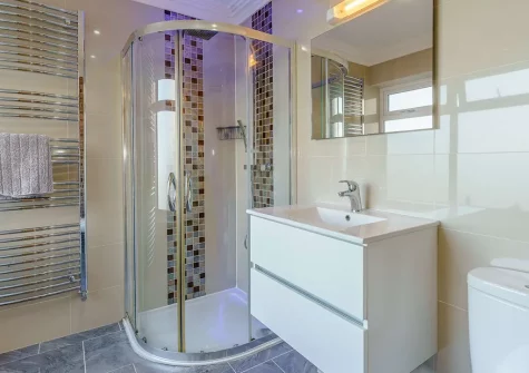 The shower room at Pine View, Tenby