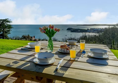 The alfresco dining area at Pine View, Tenby