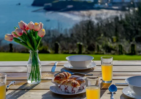 The alfresco dining area at Pine View, Tenby
