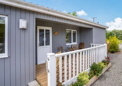 Outside Ramsey Lodge, Bier Wood Lodges, Manorbier