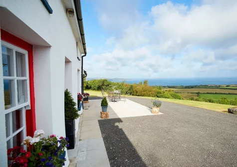 The patio at Rhiwelli, Dinas Cross