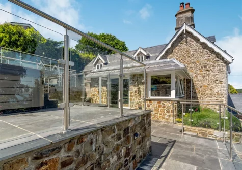 The tiered patio areas at Rhodewood Lodge, Saundersfoot