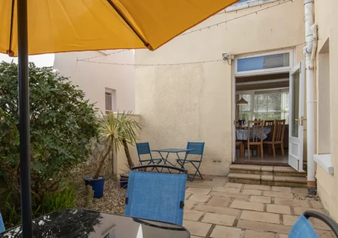 The secluded patio at Seaways, Tenby