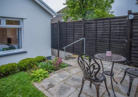 The patio & garden at Shorelands, Manorbier