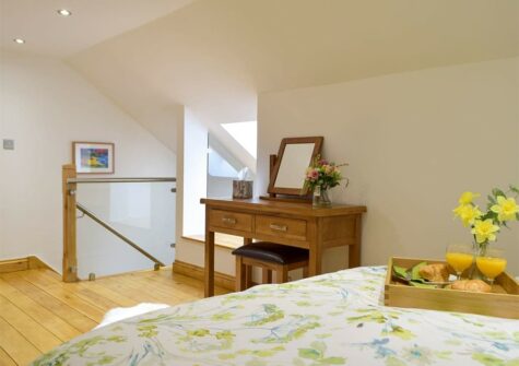The bedroom at Snowdrop Cottage, Penfeidr Cottages, Glanrhyd