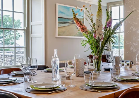 The dining area at St Davids Farmhouse, Porthclais