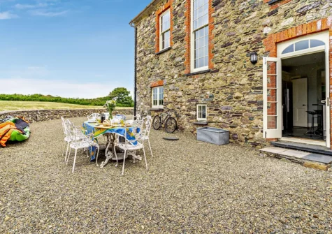 The alfresco dining area at St Davids Farmhouse, Porthclais