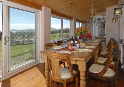 The verandah dining area at St Justinians, St Davids