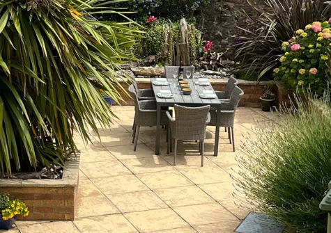 The communal patio at St Mary's Apartment, Tenby