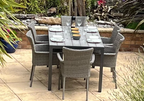 The communal patio at St Mary's Apartment, Tenby