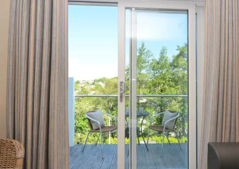 The step out onto the balcony at Storm Petrel Apartment, Saundersfoot