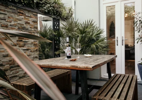 The secluded terrace & alfresco dining area at Sunbury Villa, Tenby