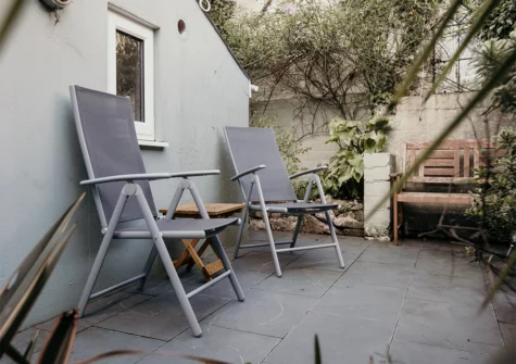 The secluded terrace & alfresco dining area at Sunbury Villa, Tenby