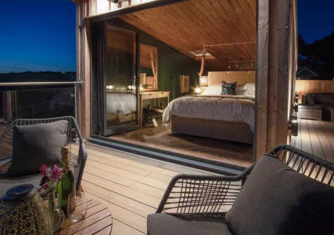 The decked balcony at Tawny Lodge, Tiers Cross