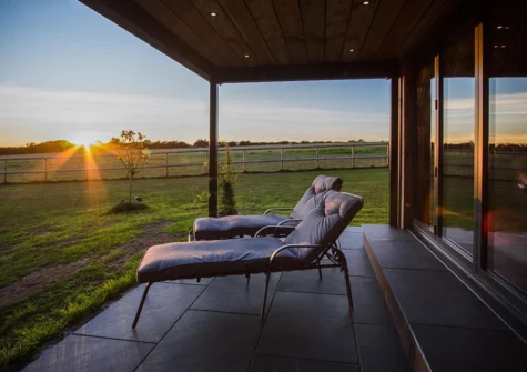 The veranda & garden at Tawny Lodge, Tiers Cross