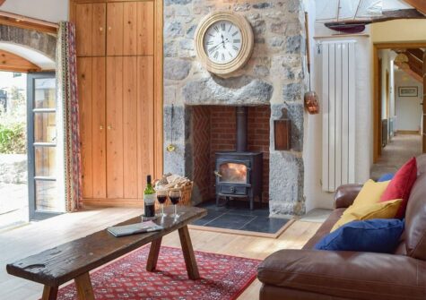 The living area at The Byre, Lyserry Barns, St Twynnells