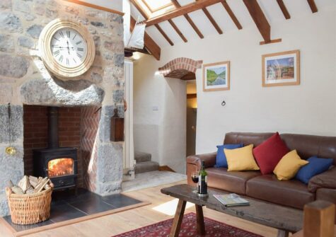 The living area at The Byre, Lyserry Barns, St Twynnells