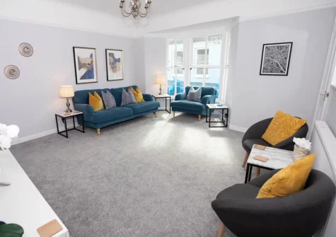 The living area at The Edge, Tenby