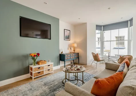 The living area at The Hive, Tenby