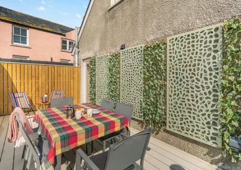 The terrace & alfresco dining area at The Hive, Tenby