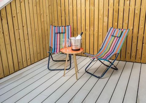 The terrace & outdoor sitting area at The Hive, Tenby