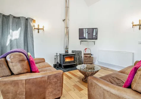 The living area at The Lodge at Brynbanc, Lampeter Velfrey