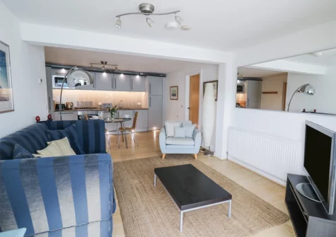 The living area at The Mushroom House, Tenby