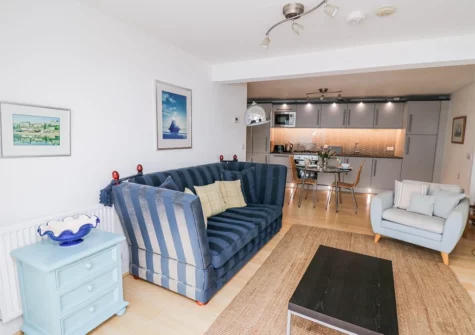 The living area at The Mushroom House, Tenby