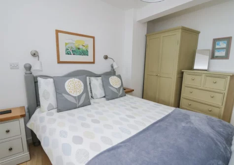 The bedroom at The Mushroom House, Tenby